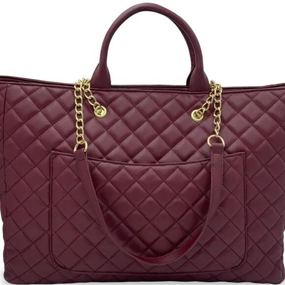 NWT Gilda Paris Large Quilted Travel Tote Bag w/ Luggage Strap, MSRP $199 - Picture 3 of 8